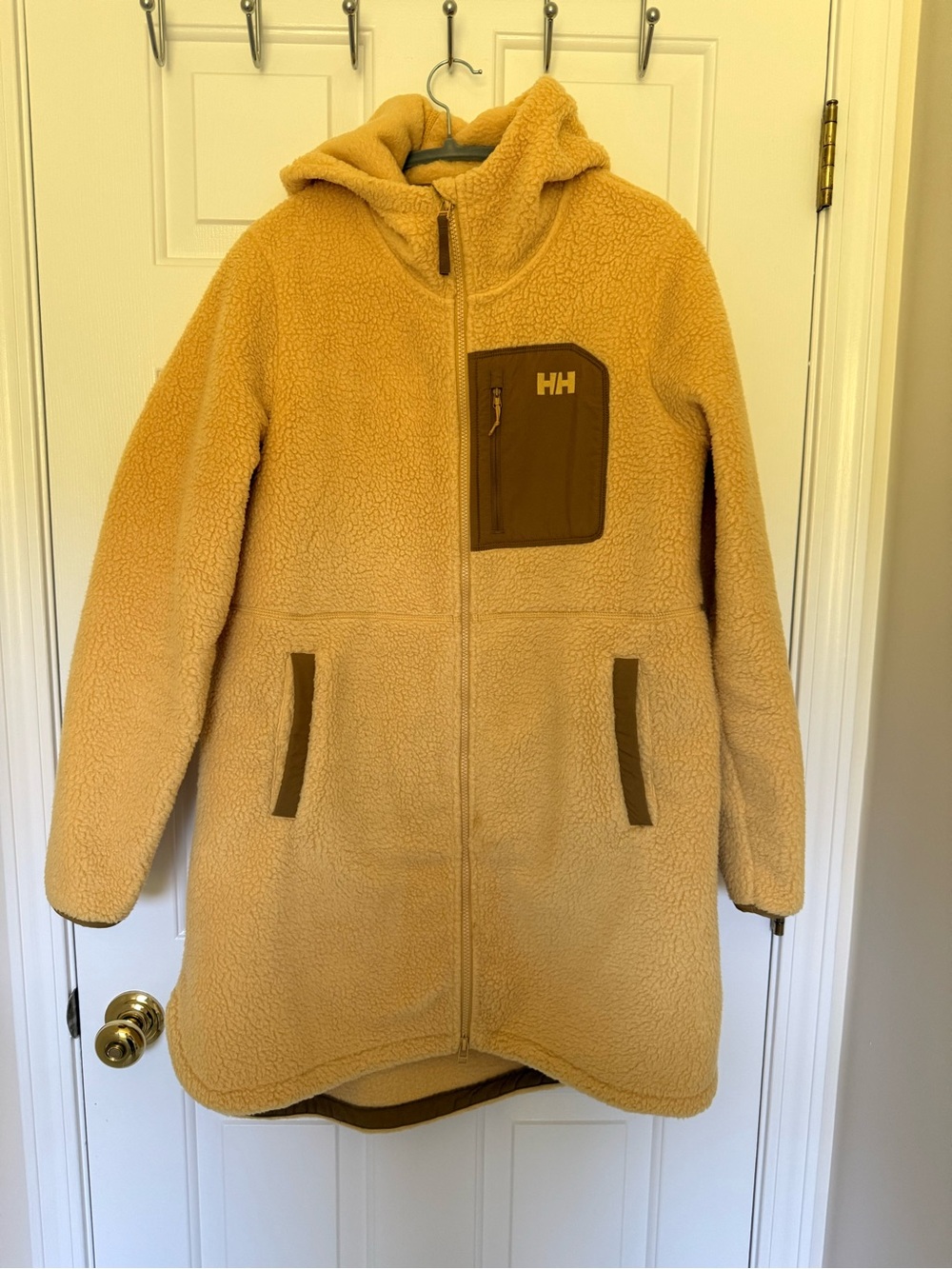 Helly Hansen Kids Hooded Sherpa Puffer Coat in Tan